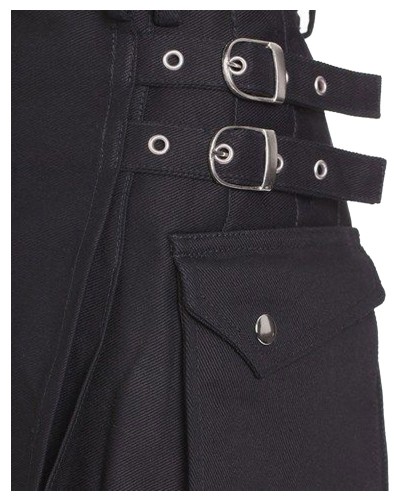 Utility Black Cotton Kilt for Women with adjustable Straps Utility Black Cotton Kilt for Women with adjustable Straps