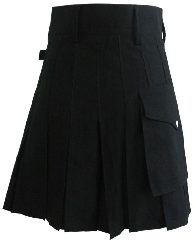 Black Cotton Utility Kilt for Women Skirt with adjustable Straps  Black Cotton Utility Kilt for Women Skirt with adjustable Straps