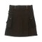 Ladies Chocolate Brown Utility Cotton Kilt with Cargo Pockets  