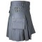 Women Grey Utility Cotton Kilt with Four Cargo Pockets  