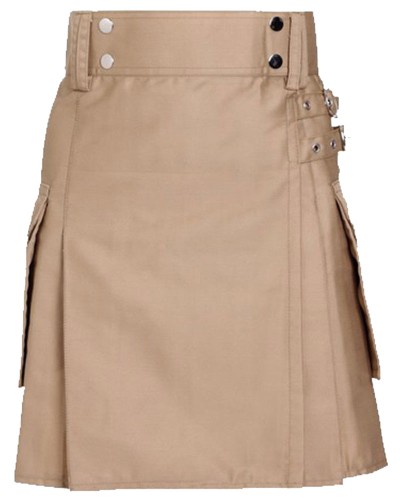 Utility Khaki Cotton Kilt for Women Skirt with adjustable Straps 