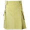 Khaki Cotton Utility for Women | Women Kilted Skirt with Cargo Pockets and Front Buttons