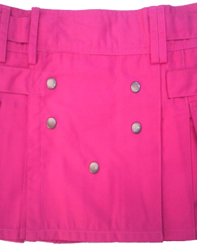 Ladies Pink Cotton Utility Kilt | Kilted Skirt with Four Cargo Pockets and Front Buttons Ladies Pink Cotton Utility Kilt | Kilted Skirt with Four Cargo Pockets and Front Buttons
