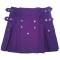 Ladies Purple Cotton Utility Kilt | Kilted Skirt with Four Cargo Pockets and Front Buttons 