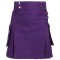 Ladies Purple Utility Cotton Kilt | Kilted Skirt with Cargo Pockets