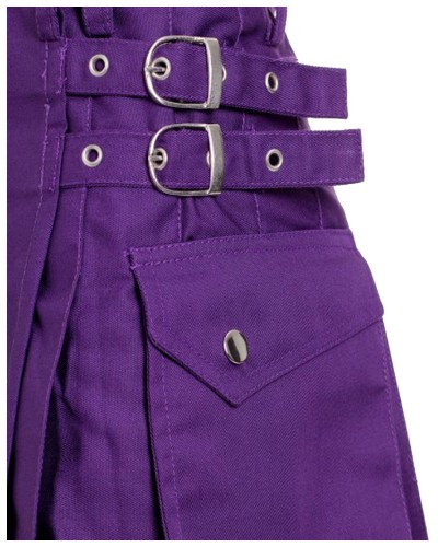 Ladies Purple Utility Cotton Kilt | Kilted Skirt with Cargo Pockets Ladies Purple Utility Cotton Kilt | Kilted Skirt with Cargo Pockets