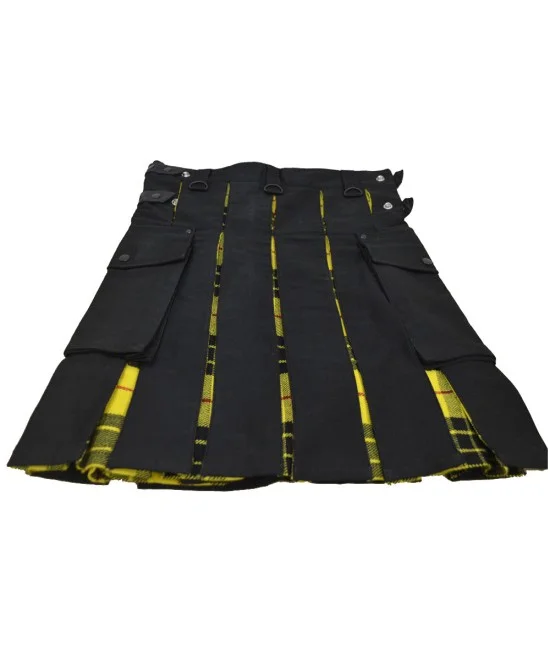Ladies Black Cotton Inner McLeod of Lewis Tartan Hybrid Kilt