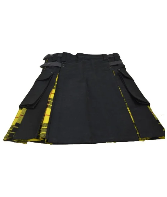 Ladies Black Cotton Inner McLeod of Lewis Tartan Hybrid Kilt
