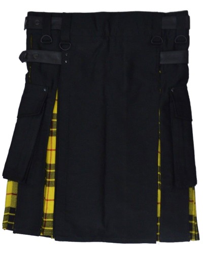 Ladies Black Cotton Inner McLeod of Lewis Tartan Hybrid Kilt Ladies Black Cotton Inner McLeod of Lewis Tartan Hybrid Kilt