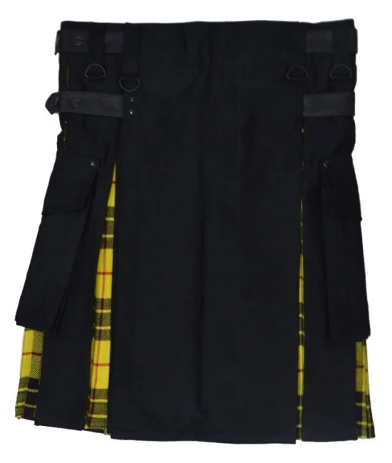 Ladies Black Cotton Inner McLeod of Lewis Tartan Hybrid Kilt Ladies Black Cotton Inner McLeod of Lewis Tartan Hybrid Kilt