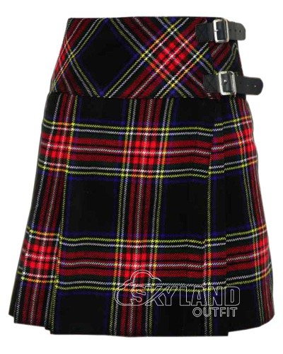 Black Stewart Mini Kilt | Girls Billie Mod Skirt