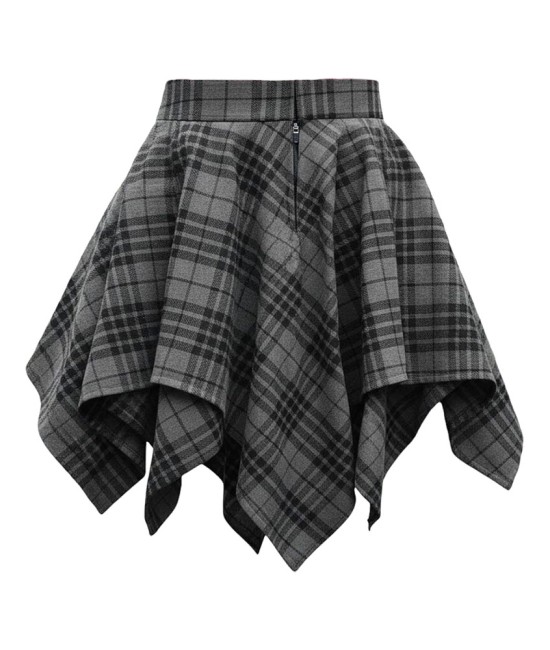 Grey Watch Tartan Skirt | Wool Pixie Skirt D-Ring
