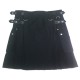 Ladies Utility Black Cotton Kilt with adjustable Leather Straps