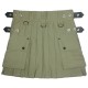 Ladies Utility Olive Green Cotton Kilt with adjustable Leather Straps