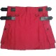 Ladies Utility Red Cotton Kilt with adjustable Leather Straps