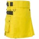 Ladies Utility Yellow Cotton Kilt with adjustable Leather Straps