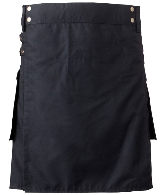 Utility Black Cotton Kilt for Women with adjustable Straps 