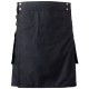 Utility Black Cotton Kilt for Women with adjustable Straps 