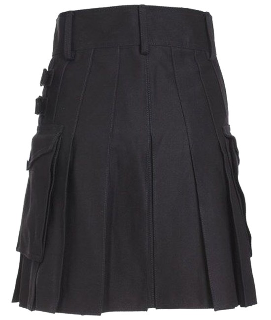 Utility Black Cotton Kilt for Women Skirt with adjustable Straps 