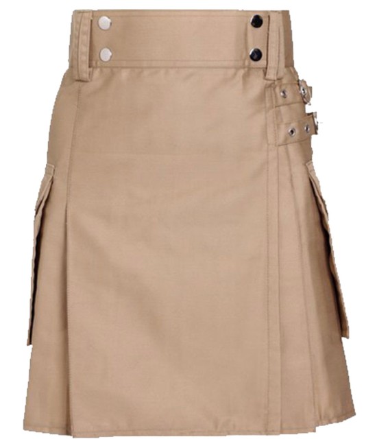 Utility Khaki Cotton Kilt for Women Skirt with adjustable Straps 
