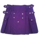 Ladies Purple Cotton Utility Kilt | Kilted Skirt with Four Cargo Pockets and Front Buttons 