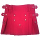 Ladies Red Cotton Utility Kilt | Women Kilted Skirt with Four Cargo Pockets and Front Buttons