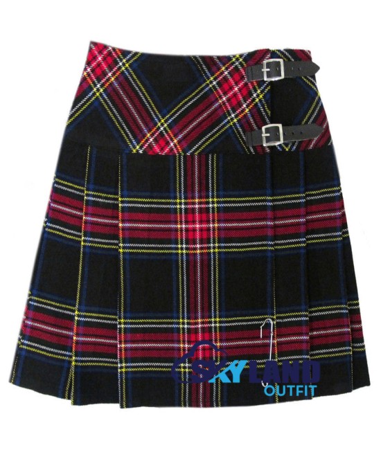 Black Stewart Tartan Mini Billie Kilt Mod Skirt Girls Mini Billie Skirt