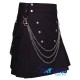 Black Cotton Utility Kilt with Chains Gothic Punk Cotton Utility Kilt Black Cotton Utility Kilt with Chains Gothic Punk Cotton Utility Kilt