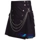 Black Cotton Utility Kilt with Chains Gothic Punk Cotton Utility Kilt Black Cotton Utility Kilt with Chains Gothic Punk Cotton Utility Kilt