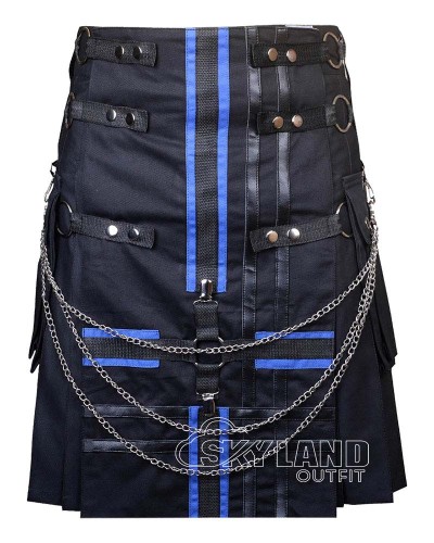 Black & Blue Gothic Kilt | Tactical Chains Utility Kilt