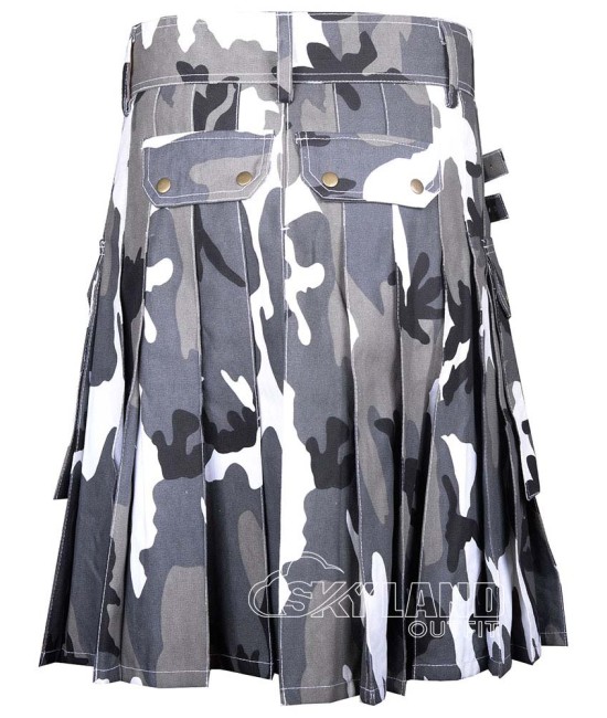 Urban Camo Utility Kilt | Cargo Pocket Sports Kilt for Men