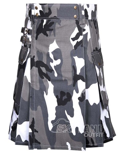 Urban Camo Utility Kilt | Cargo Pocket Sports Kilt for Men