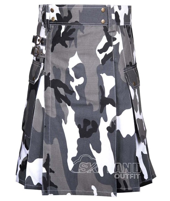 Urban Camo Utility Kilt | Cargo Pocket Sports Kilt for Men