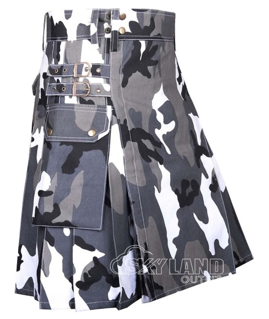 Urban Camo Utility Kilt | Cargo Pocket Sports Kilt for Men