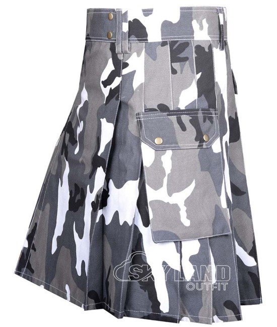 Urban Camo Utility Kilt | Cargo Pocket Sports Kilt for Men