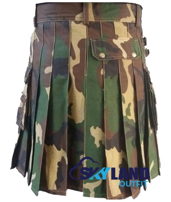 Men's Tactical Urban Camouflage Utility Cotton Kilt 
