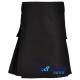 Active Men Black Cotton Tactical Kilt with Side High Visible Reflector Tape