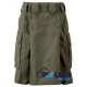 Active Men Tactical Duty Olive Green Kilt with Side Cargo Pockets