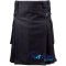 Black Utility Cotton Kilt with adjustable Leather Straps