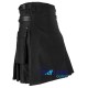 Utility Kilt Black Cotton Kilt with adjustable Leather Straps