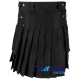 Utility Kilt Black Cotton Kilt with adjustable Leather Straps