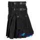 Utility Kilt Black Cotton Kilt with adjustable Leather Straps