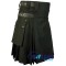 Black Cotton Utility Kilt with adjustable Leather Straps