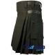 Black Cotton Utility Kilt with adjustable Leather Straps