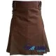 Brown Utility Cotton Kilt with adjustable Leather Straps Brown Utility Cotton Kilt with adjustable Leather Straps