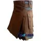 Brown Utility Cotton Kilt with adjustable Leather Straps Brown Utility Cotton Kilt with adjustable Leather Straps