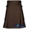 Brown Cotton Utility Kilt | Adjustable Leather Straps