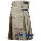Khaki Utility Cotton Kilt with adjustable Leather Straps Khaki Utility Cotton Kilt with adjustable Leather Straps