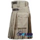 Khaki Utility Cotton Kilt with adjustable Leather Straps