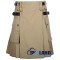 Khaki Cotton Utility Kilt with adjustable Leather Straps